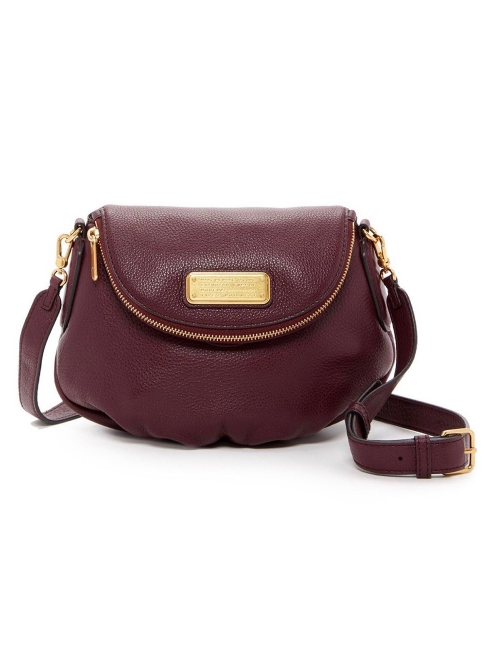 Marc Jacobs Pebbled Classic Q Natasha in Burgundy leather with gold